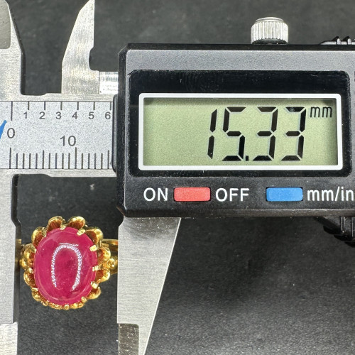 รหัส 64107 แหวน ทับทิม หลังเบี้ย ทอง90 ขนาด 58 นน. 5.56 g