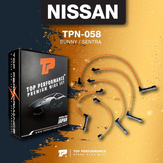(ประกัน 3 เดือน) สายหัวเทียน NISSAN SUNNY / SENTRA / GA16S - TOP PERFORMANCE MADE IN JAPAN - TPN-058 - สายคอยล์ นิสสัน ซันนี่ เซนทรา