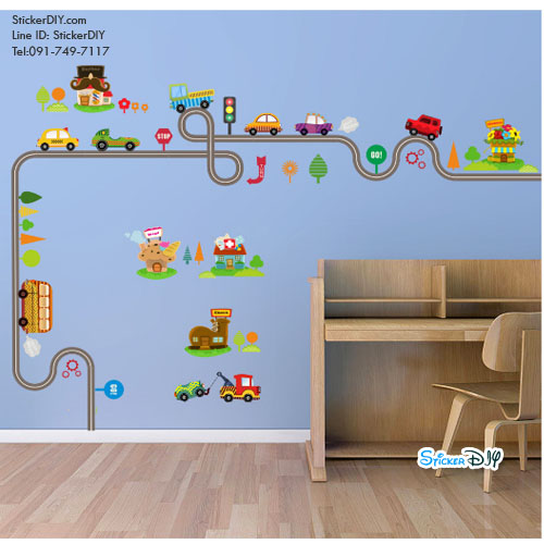 Transparent wall sticker สติ๊กเกอร์ติดผนัง เส้นทางสัญจร (กว้าง168cm.xสูง36cm.)