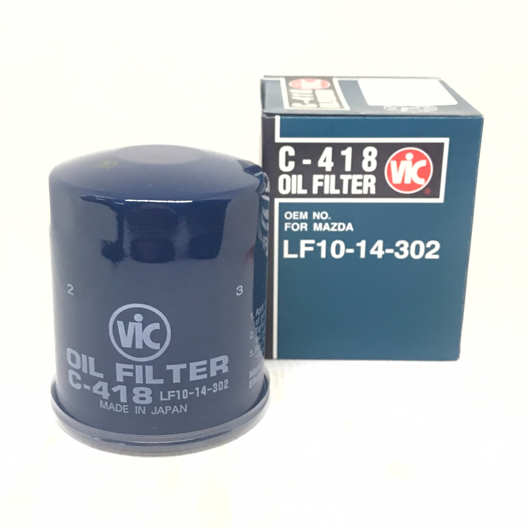 กรองเครื่อง ไส้ กรอง น้ำมันเครื่อง ไส้กรองน้ำมันเครื่อง MAZDA / FORD / Mazda3 (2.0L) / CX-5 (2.2D) / ESCAPE ปี 2003-2009 (2.3) เบนซิล ยี่ห้อ VIC เบอร์ C-418 / C418 / LF10-14-302 / LF1014302