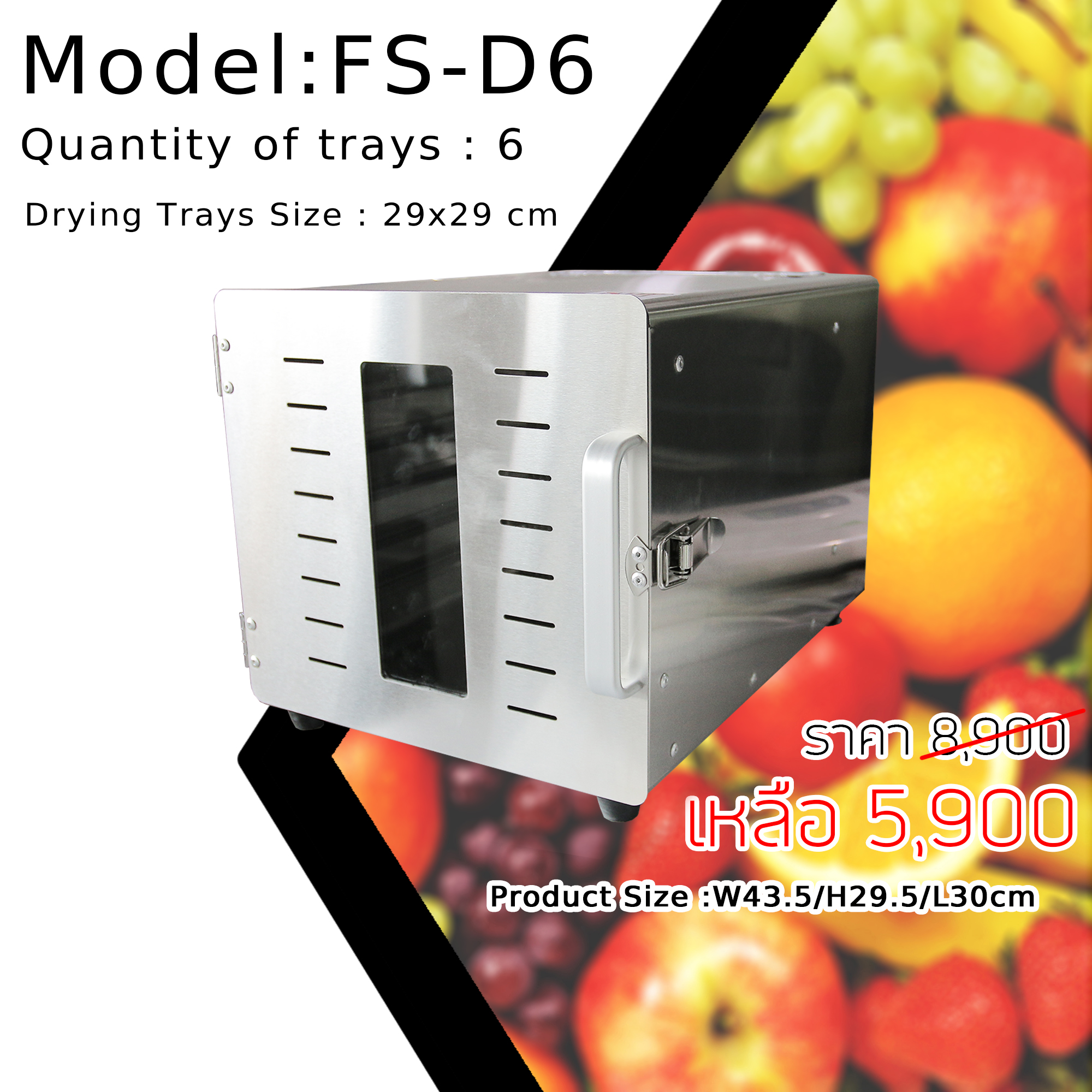 ตู้อบลมร้อน Fresh Sealer แบบ 6 ถาด รุ่น FS-D6 ตู้อบแห้ง