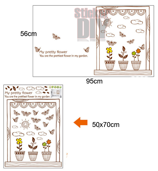 Transparent Wall Sticker สติ๊กเกอร์ติดผนัง My pretty flower (กว้าง95m.xสูง56cm.)