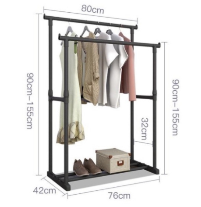 ราวตากผ้า ราวแขวนผ้า สีดำ บาร์คู่สั้น