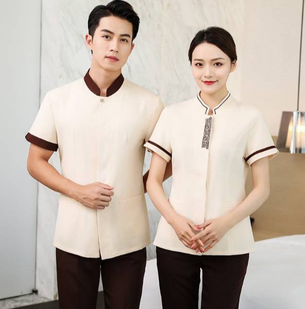 ชุดแม่บ้าน ชุดพนักงานทำความสะอาด ชุดแม่บ้านโรงแรม ชุดแม่บ้านโรงพยาบาล สีครีม สีเทา สีฟ้า