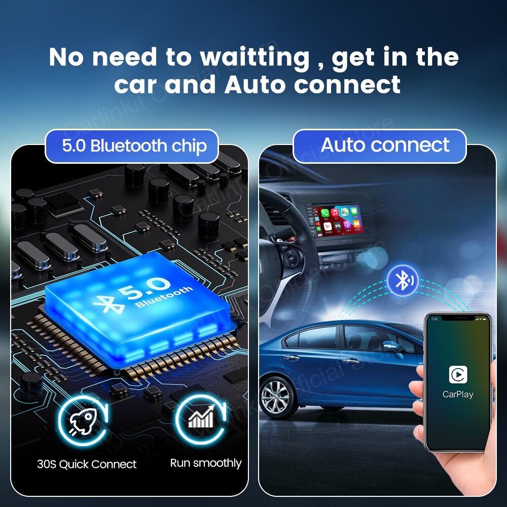 ของแท้ ส่งจาก กทม ประกันไทย Carlinkit 4.0-Wireless Apple CarPlay and Android auto Dongle for Factory Wired CarPlay