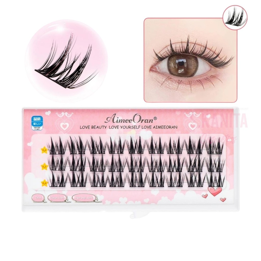 ขนตาแบบช่อ ทรงอนิเมะคู่ แบบหวาน ตกแต่งดวงตา Segmented False Eyelashes Anime Style