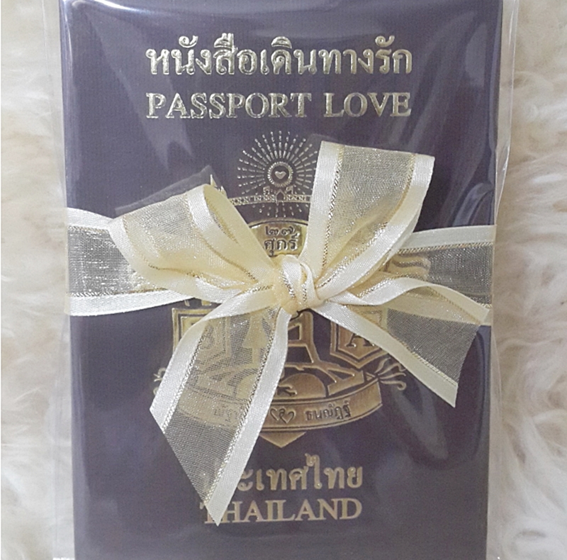 สมุดโน๊ต passport love ปั้มทองออกแบบได้ ผูกโบว์