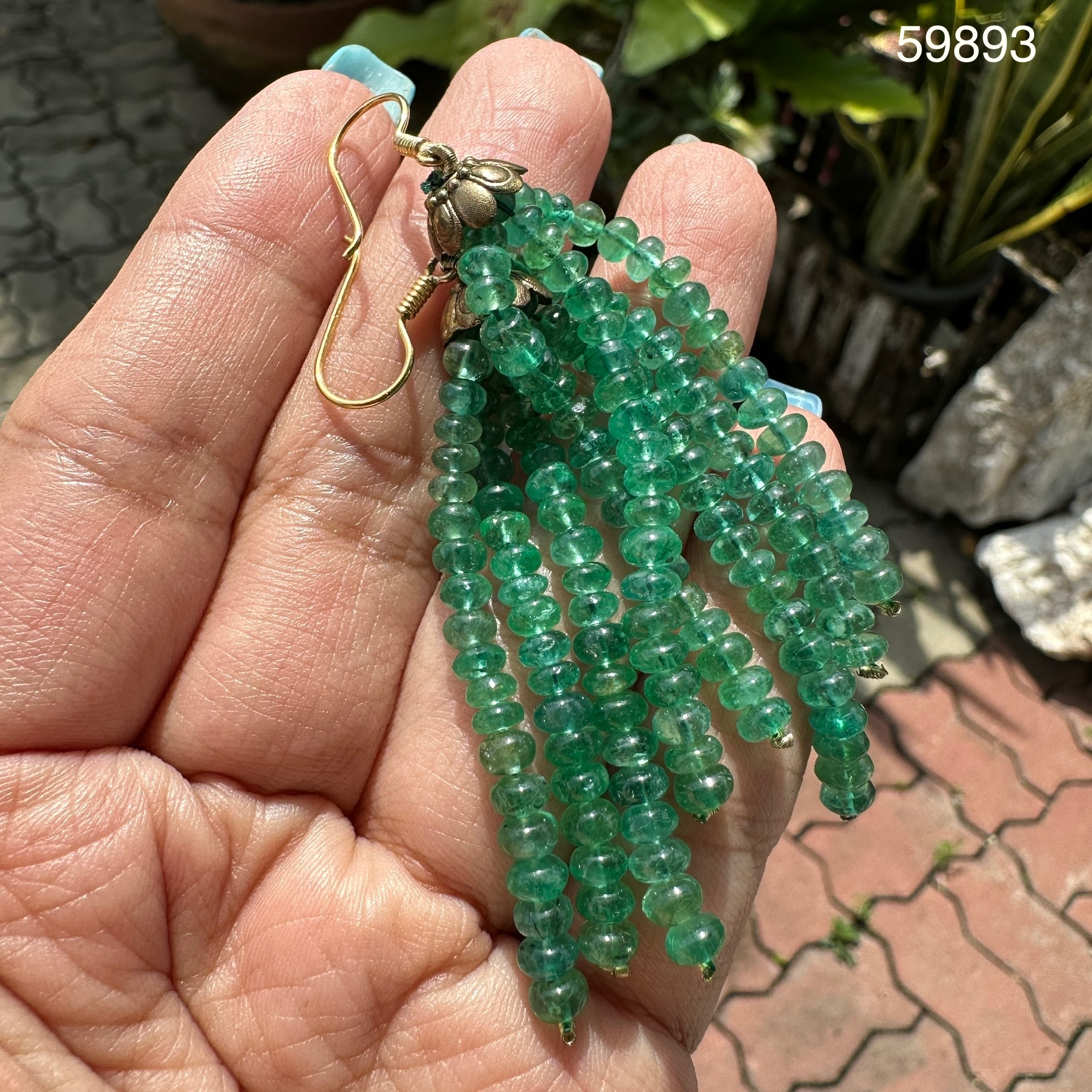 รหัส 59893 ต่างหู มรกต แซมเบีย 54.85 กะรัต ระย้า ตุ้งติ้ง ตะขอทอง90 แบบเกี่ยว พร้อม Cert. งานสวยมาก นน. 11.21 g