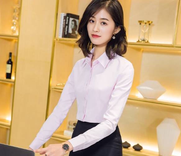 เสื้อเชิ้ตแขนยาว สีขาว สีดำ สีเทา สีม่วง สีแดง สีชมพู สีกรมท่า สีฟ้า