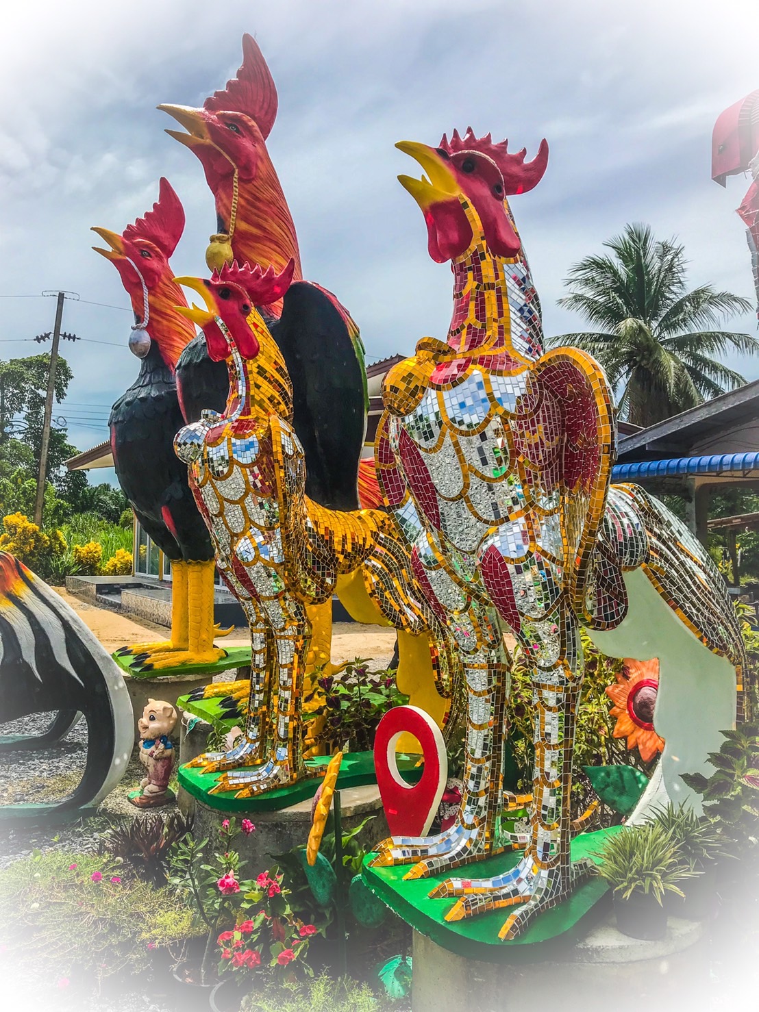 ไก่กระจกคู่เงินทอง ขนาด2.2เมตร