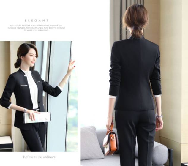 ชุดสูทกระโปรงสีแดง ชุดสูทกางเกงสีแดง สีเทา สีดำ ชุดพนักงานออฟฟิศ ชุดพนักงานต้อนรับโรงแรม