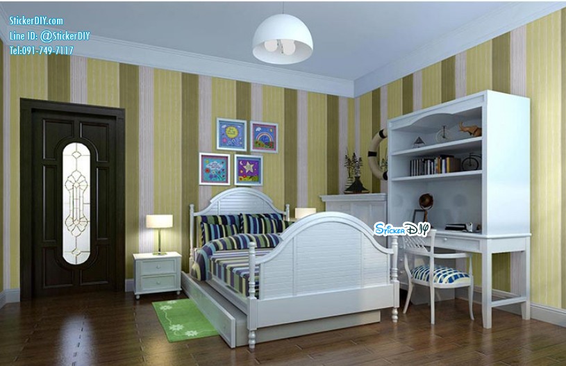 (กว้าง45cm.xยาว10m.)Wallpaper sticker วอลเปเปอร์แบบกาวในตัว Line wp1389A