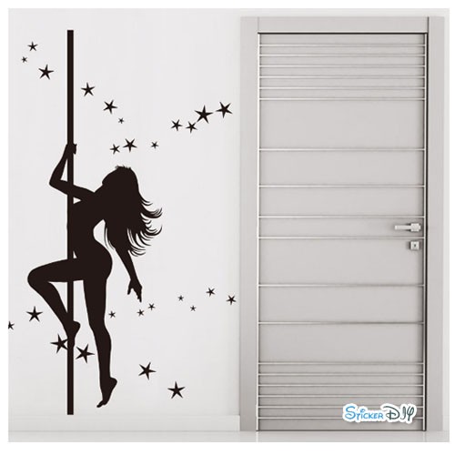 Bigsize Vinyl wall sticker สติ๊กเกอร์ติดผนัง Hot girls dancing (กว้าง200cm.xสูง158cm.)