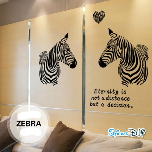 Transparent wall sticker สติ๊กเกอร์ติดผนัง Zebra "Eternity" (กว้าง98cm.xสูง60cm.)