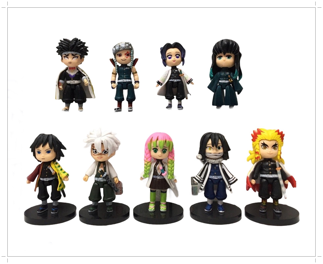 Action Figure Kimetsu no Yaiba โมเดลดาบพิฆาตอสูร เซ็ต 9 ตัว ขนาดความสูง 8 ซม. มีฐาน งานสวย