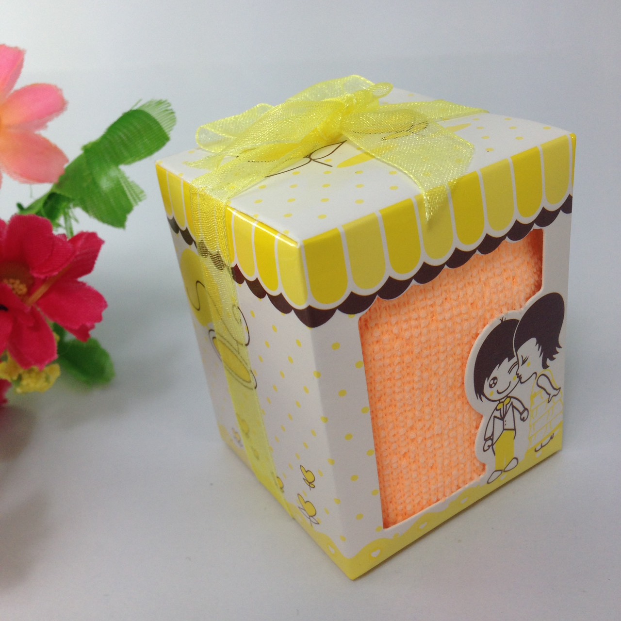 ผ้ขนหนูนาโน คละสี แพ็คกล่อง ตามแบบ พร้อมป้าชื่อ