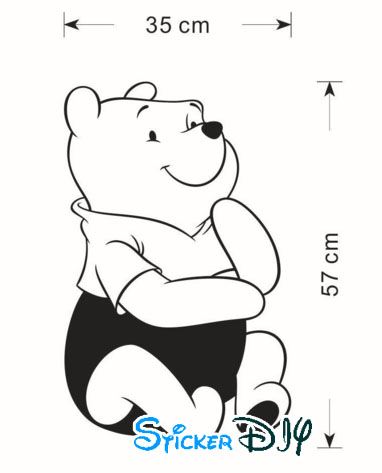Vinyl wall sticker สติ๊กเกอร์ติดผนัง POOH Think (กว้าง35cm.xสูง57cm.)
