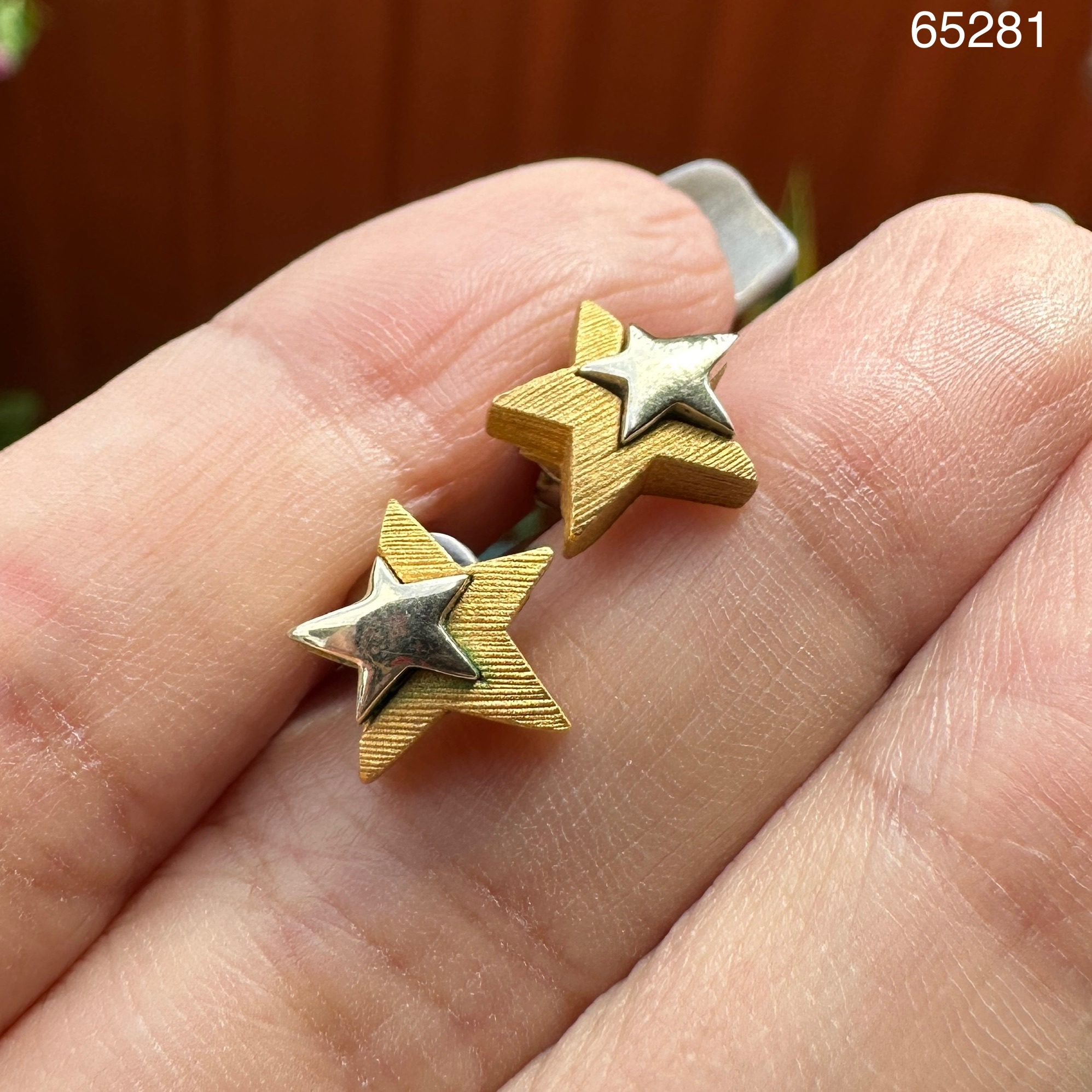 รหัส 65281 ต่างหู Gold Master ทอง24K + ทอง14K ลายดาว แป้นทอง14K นน. 5.06 g