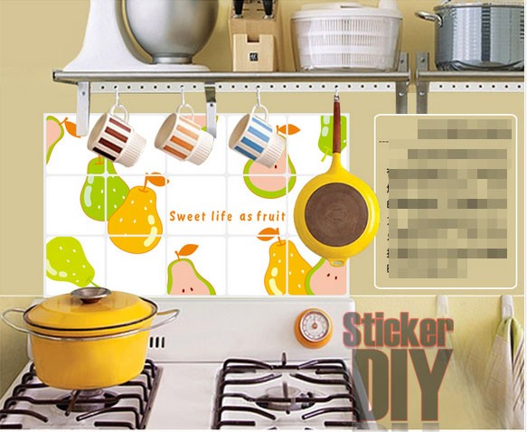 Aluminium Foil Sticker สติ๊กเกอร์อลูมิเนียม Sweet life as fruit (กว้าง75cm.xสูง45cm.)