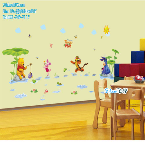 Transparent Wall sticker สติ๊กเกอร์ติดผนัง Winnie the pooh waterpark (กว้าง160cm.xสูง80cm)