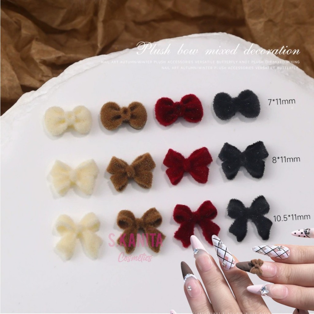 โบกำมะหยี่ ติดเล็บ อะไหล่ติดเล็บ อุปกรณ์ งานอาร์ต Bow Nail Accessories