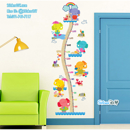 Transparent Wall Sticker สติ๊กเกอร์ติดผนัง วัดส่วนสูง Elephant XH9267 (กว้าง50cm.xสูง160cm)