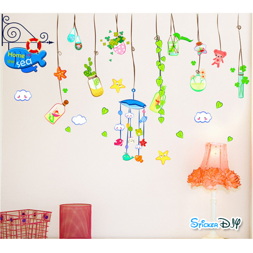 Transparent wall sticker โมบาย Home sea B (กว้าง143cm.xสูง68cm.)