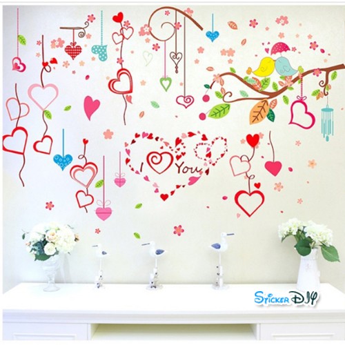 SALE BigSize Transparent Wall Sticker สติ๊กเกอร์ติดผนัง Cherry Tree of Love (กว้าง360cm.xสูง200cm.)