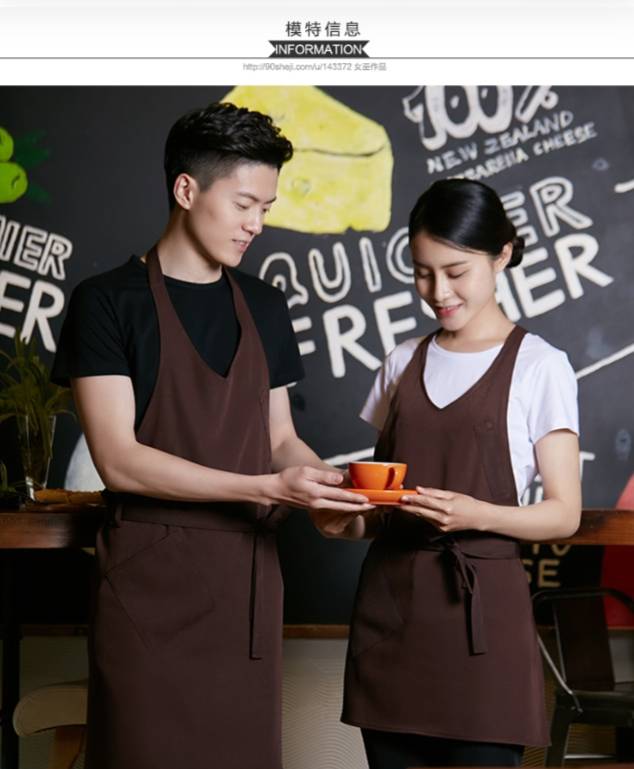 ผ้ากันเปื้อนพนักงานร้านกาแฟ ร้านอาหาร ซุปเบอร์มาร์เก็ต