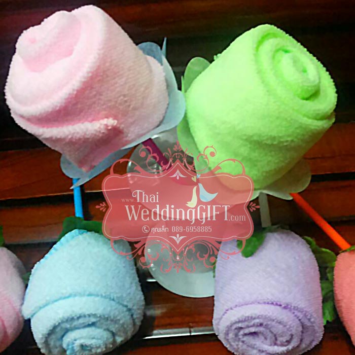 ดอกกุหลาบผ้านาโน ขนาด 12x12 นิ้ว แพ็คถุงตาข่าย ผูกโบว์พร้อมป้ายชื่อฟรี