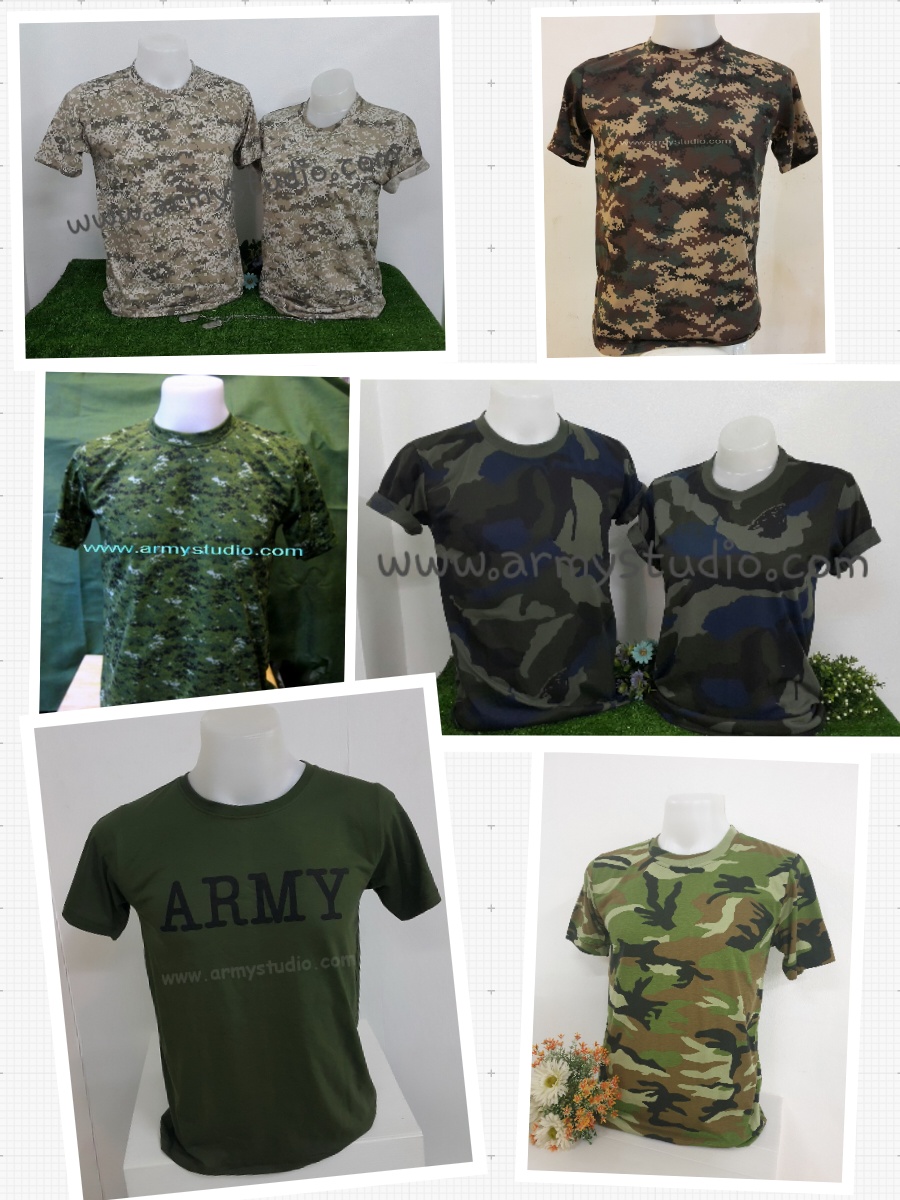 เสื้อยืดลายพรางผ้าcotton ผ้านุ่มใส่สบาย มีหลายสีหลายลาย มีไซร์
