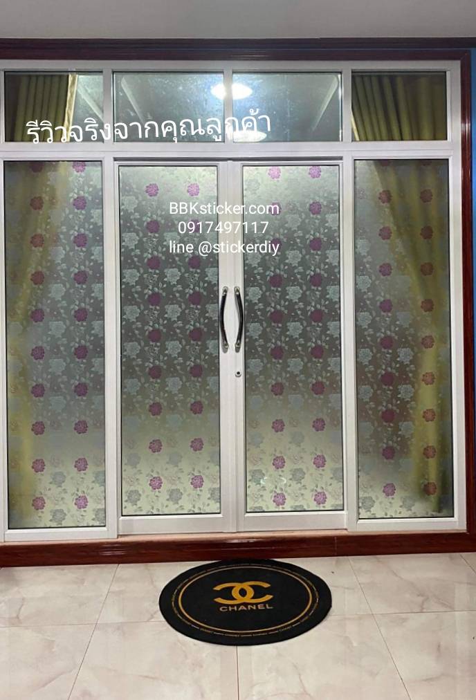 สติ๊กเกอร์ฝ้าติดกระจก แบบมีกาวในตัว Flower GS1018 (หน้ากว้าง 92cm) เมตรละ 95 บาท