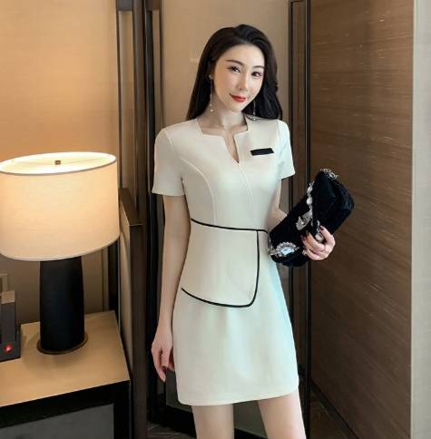 ชุดคลินิกความงาม ชุดสปา ชุดพนักงานต้อนรับ ชุดเดรส