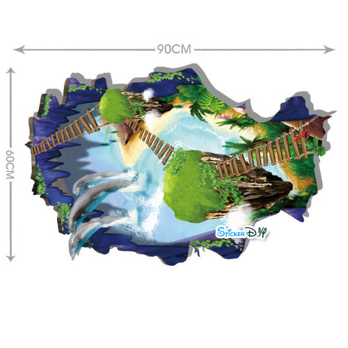 Wall Sticker สติ๊กเกอร์ติดผนังสามมิติ 3D NATURAL III (กว้าง90cm.xสูง60cm)