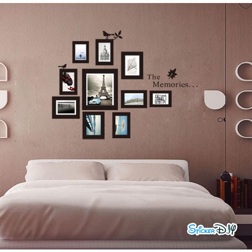 Vinyl wall sticker สติ๊กเกอร์ติดผนัง กรอบรูป THE MEMORIES (กว้าง105cm.xสูง82cm.)