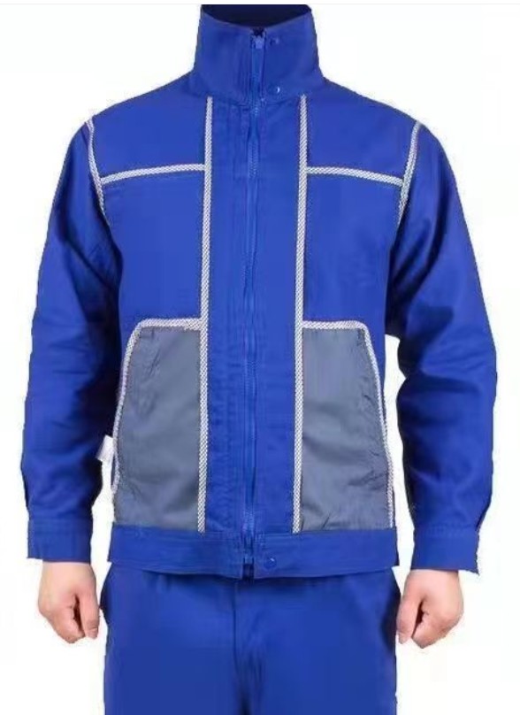 ชุดช่างผ้าฝ้ายแท้ ชุดป้องกันแรงงาน มีแถบสะท้อนแสง ชุดช่าง ชุดช่างเชื่อมโรงงาน สีกากี สีฟ้า