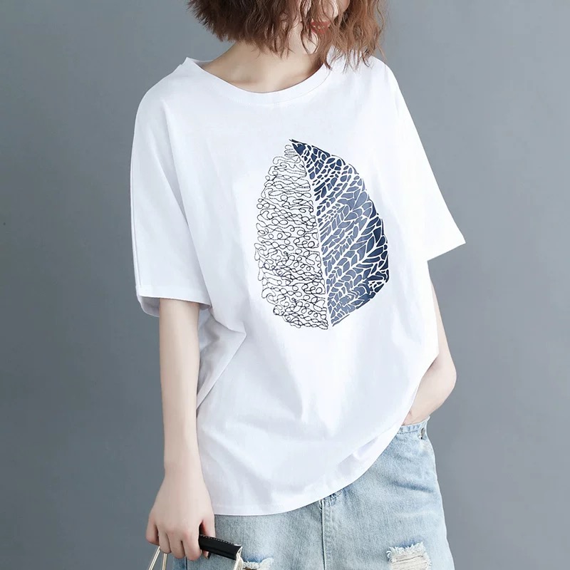 P2789 เสื้อแฟชั่นแขนปีกนก ผ้ายืดเนื้อดี นิ่ม สีขาว