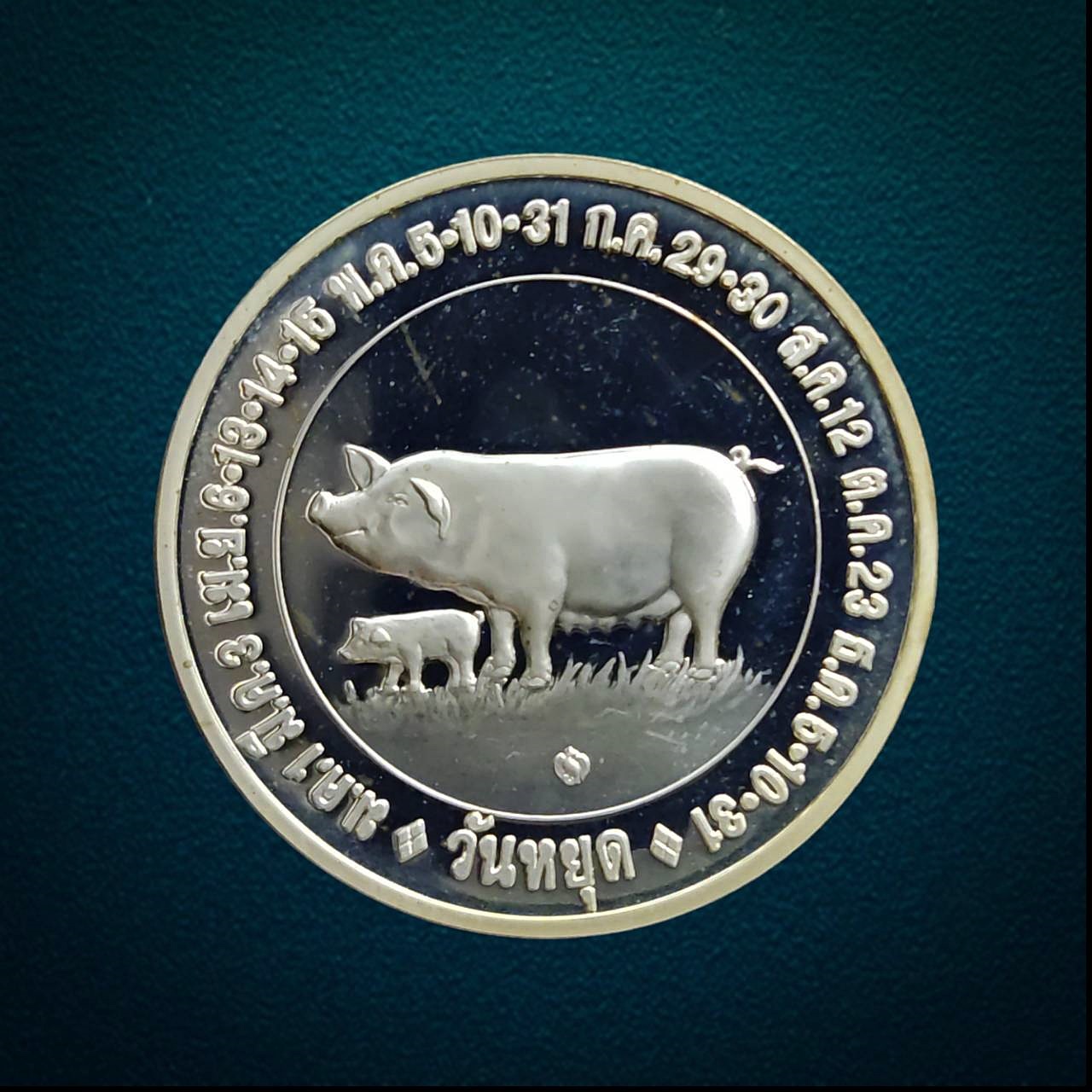 เหรียญวันหยุดปีหมูทอง ปี 2550 สร้างเนื่องในโอกาสฉลองสิริราชสมบัติครบ 60 ปี