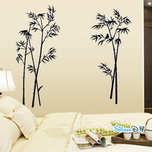 Transparent Wall sticker สติ๊กเกอร์ติดผนัง นกกอไผ่ สีดำ (กว้าง120cm.xสู110cm.)
