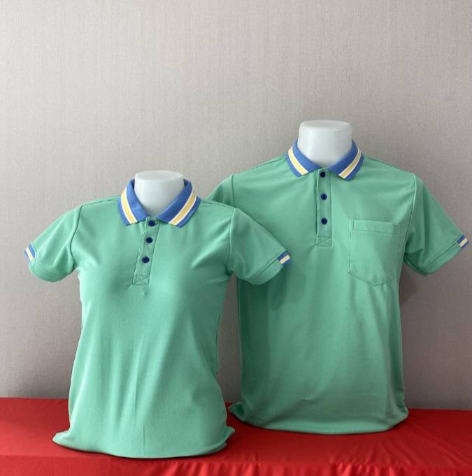 เสิ้อยืดปกโปโลสีเขียว เสื้อโปโลแขนสั้น เสื้อฟอร์มพนักงาน พร้อมส่ง