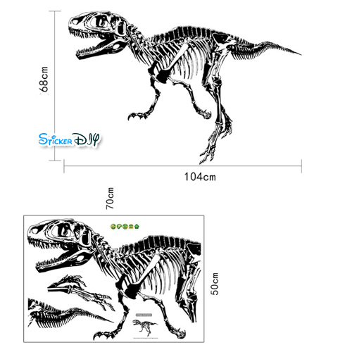 Transparent wall sticker สติ๊กเกอร์ติดผนัง Dinosaur fossil (กว้าง104cm.xสูง68cm)