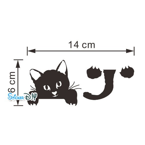Vinyl wall sticker สติ๊กเกอร์ติดผนัง ฺBlack Kitten (กว้าง14cm.xสูง18cm.)