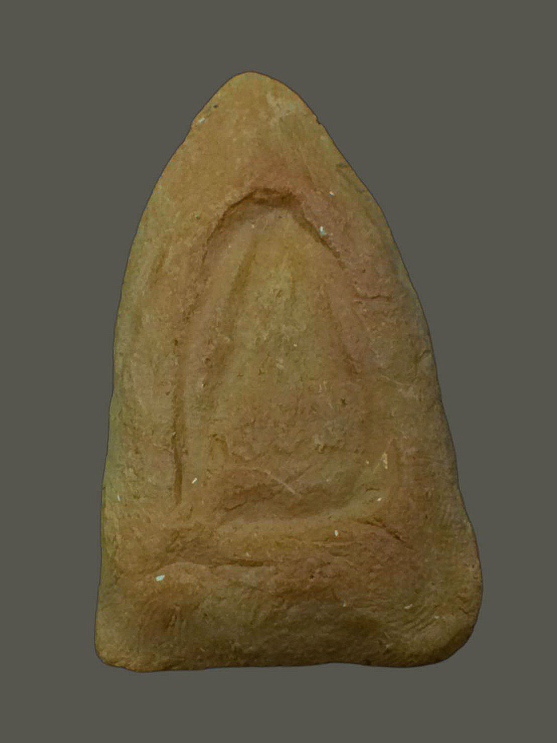 พระพิมพ์ปางป่าเลไลย์ หลังตรามหาพิชัยมงกุฎ เนื้อดิน หลวงพ่อถิร วัดป่าเลไลย์ จ.สุพรรณบุรี