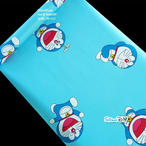 (หน้ากว้าง45cm.xยาว10m.)Wallpaper sticker วอลเปเปอร์แบบกาวในตัว DORAEMON 1A