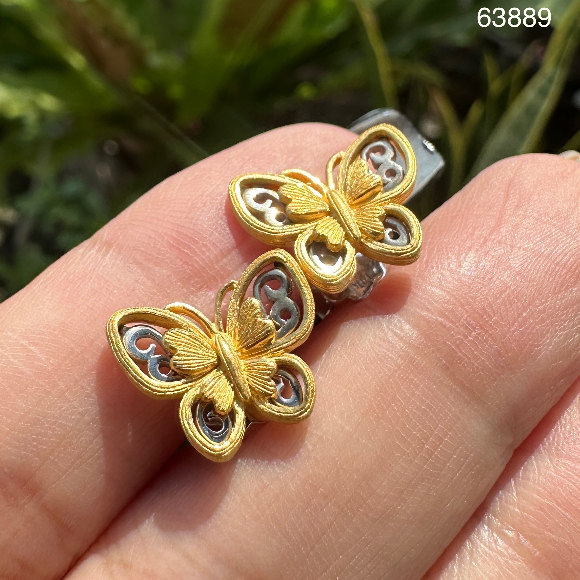 รหัส 63889 ต่างหู Prima gold ทอง24K + ทอง14K ลายผีเสื้อ ฉลุลาย แป้นทอง14K นน. 5.22 g
