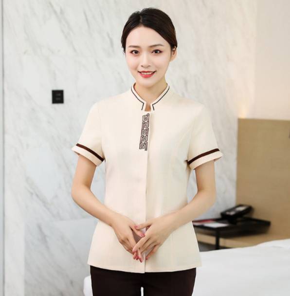 ชุดแม่บ้าน ชุดพนักงานทำความสะอาด ชุดแม่บ้านโรงแรม ชุดแม่บ้านโรงพยาบาล สีครีม สีเทา สีฟ้า
