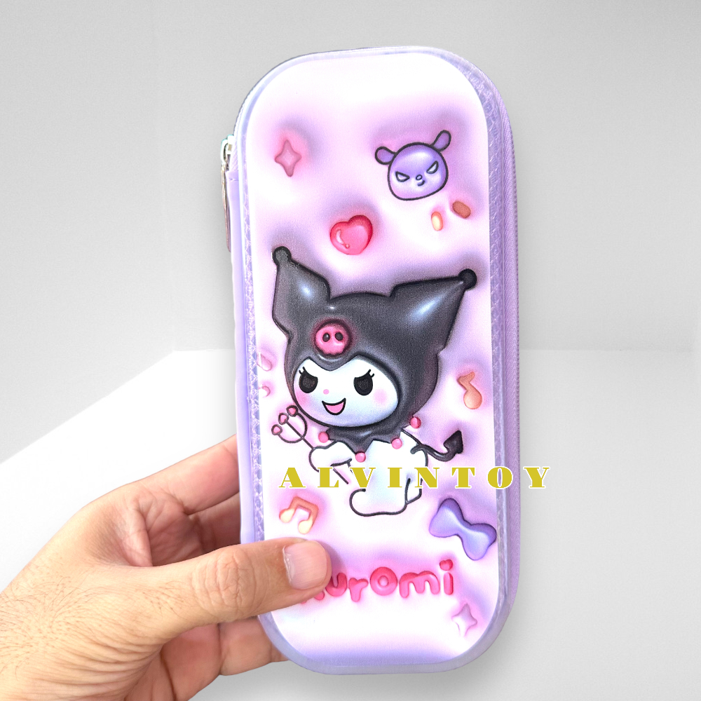 กระเป๋าดินสอไฟเบอร์ซิปรอบ Kuromi คุโรมิ