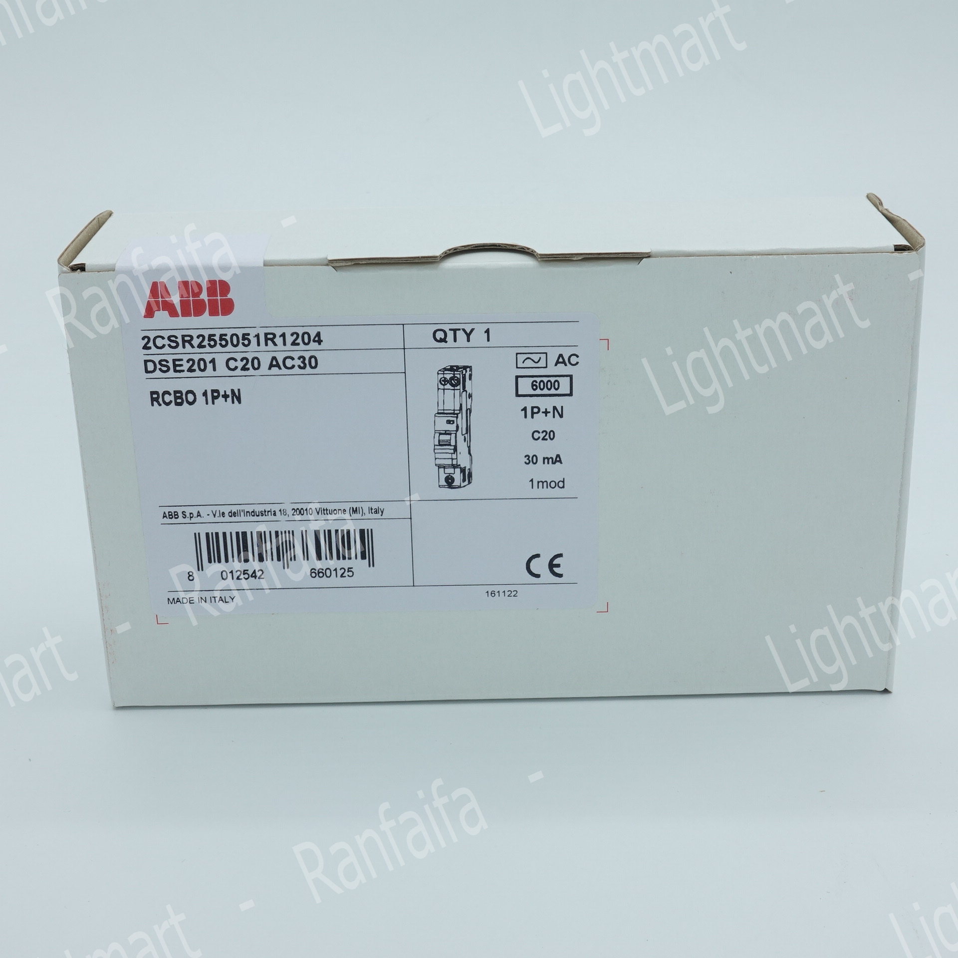ลูกเบรกเกอร์ย่อย 1P กันไฟดูด (RCBO) 16-32A 30mA "ABB"