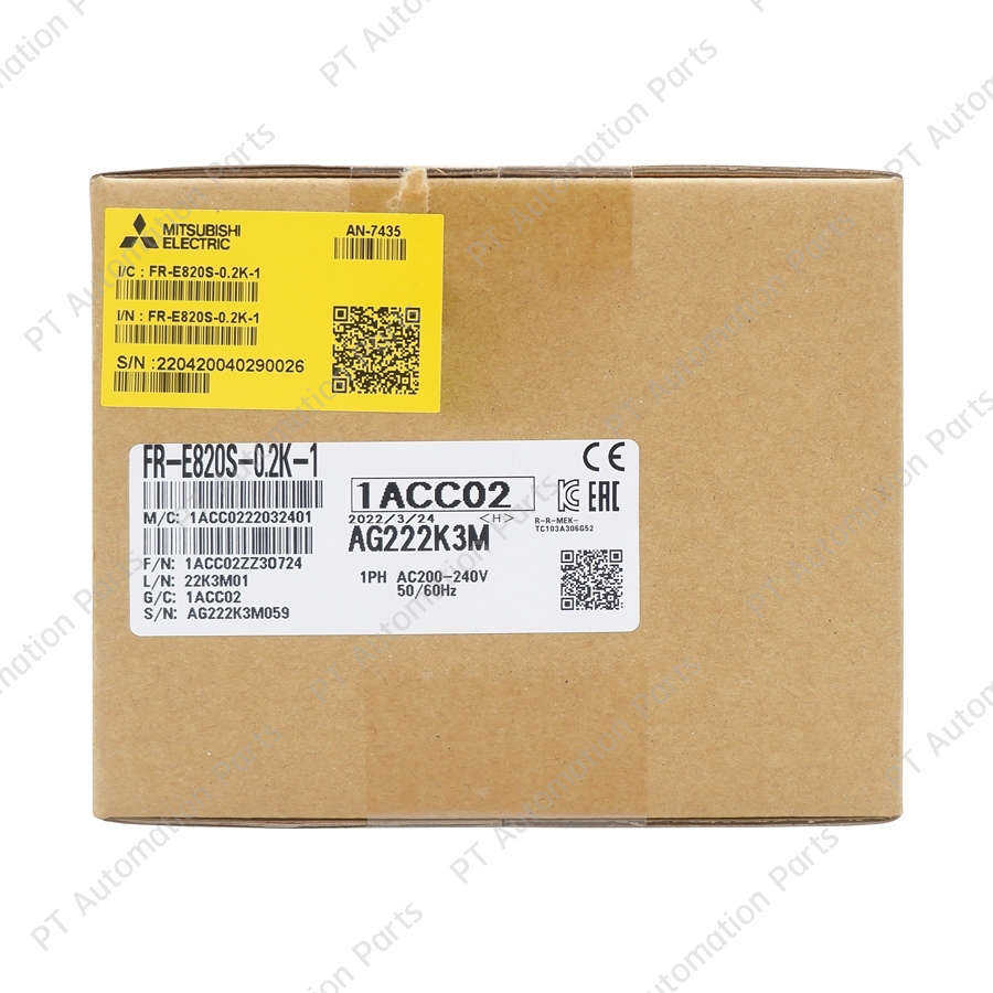 Mitsubishi FR-E820S-0.2K-1 Inverter 0.2KW 1/4HP Input 1-Phase 200-240VAC Output 3-Phase 200-240VAC 0.2-590Hz E800 Series มิตซูบิชิ อินเวอร์เตอร์ เครื่องควบคุมความเร็วรอบมอเตอร์ 200W