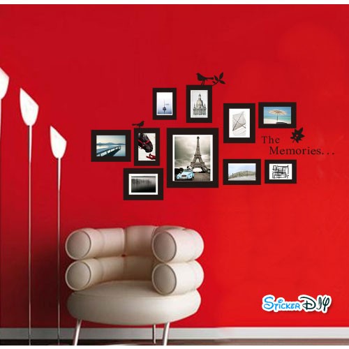 Vinyl wall sticker สติ๊กเกอร์ติดผนัง กรอบรูป THE MEMORIES (กว้าง105cm.xสูง82cm.)
